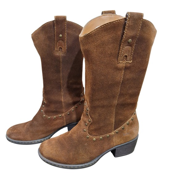 b.o.c. Born Concept Shoes - b.o.c. Born Concept Women's Brown Suede Studded Western Mid-Calf Boots Size 6 M